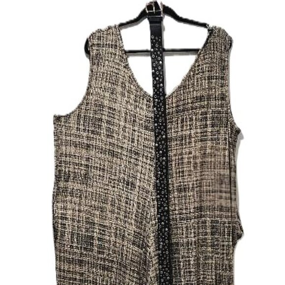 LULAROE BLACK TAN SCOOP JUMPSUIT  SLEEVELESS POCKETS WIDE LEG  3X - Picture 1 of 5